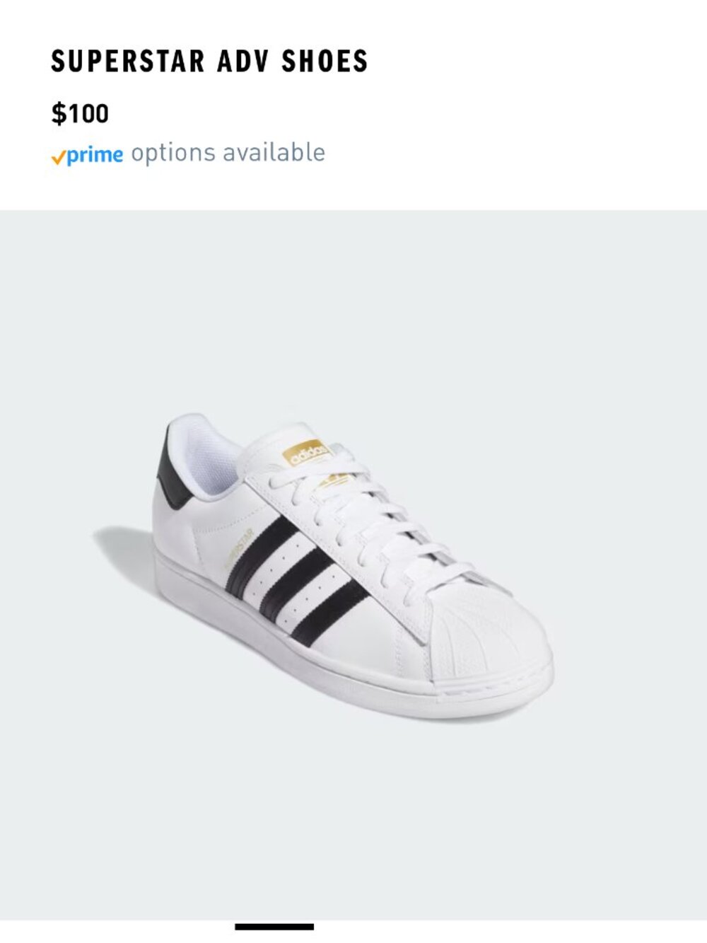 Adidas Superstar ADV shoes metallic gold label size 8.5